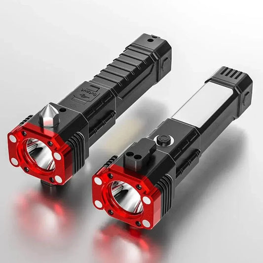 Emergency LED Flashlights With Power Bank And Safety Hammer